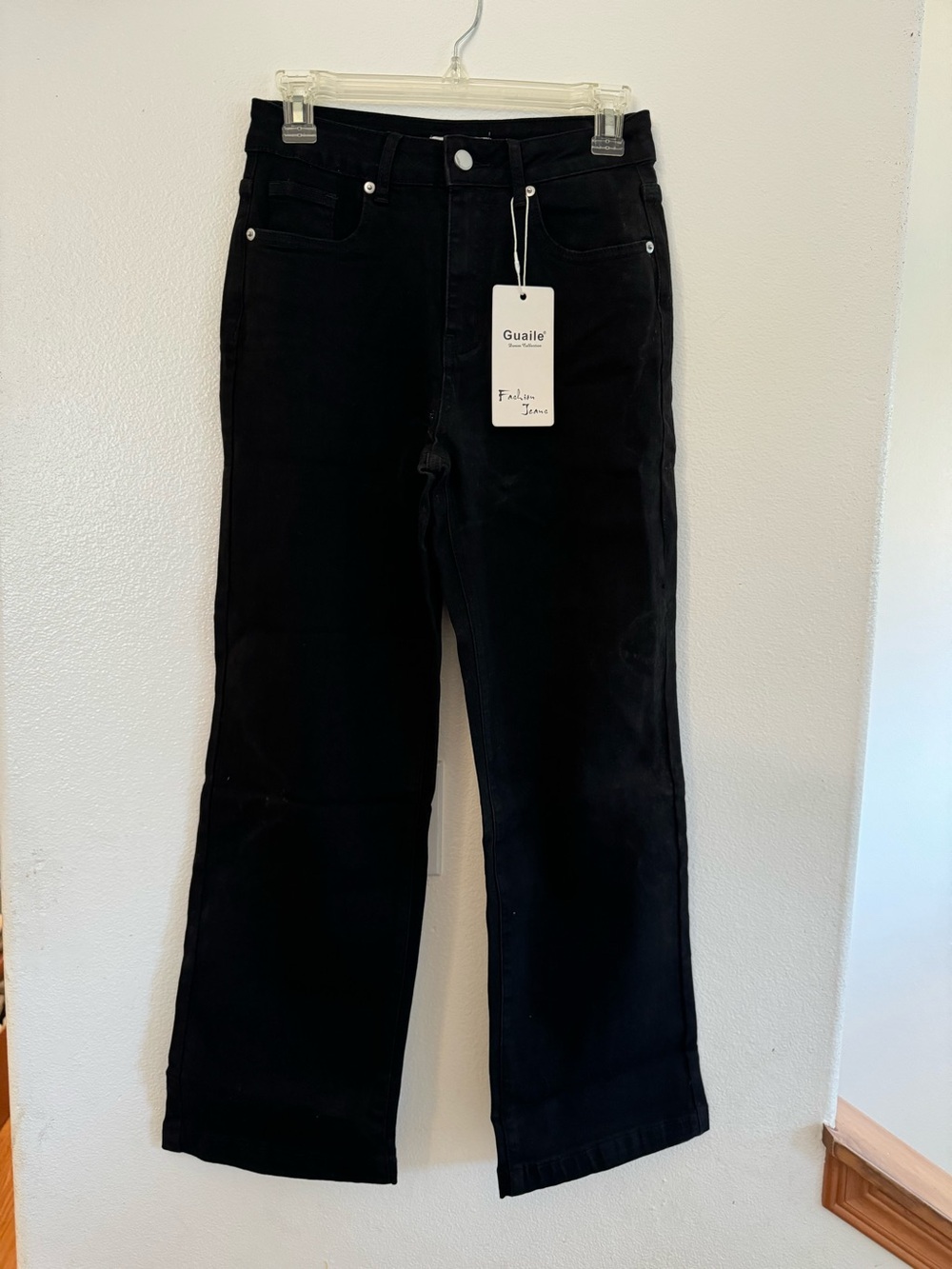 Guaile Women’s Black Wide Leg Jeans Size S High Rise Stretch